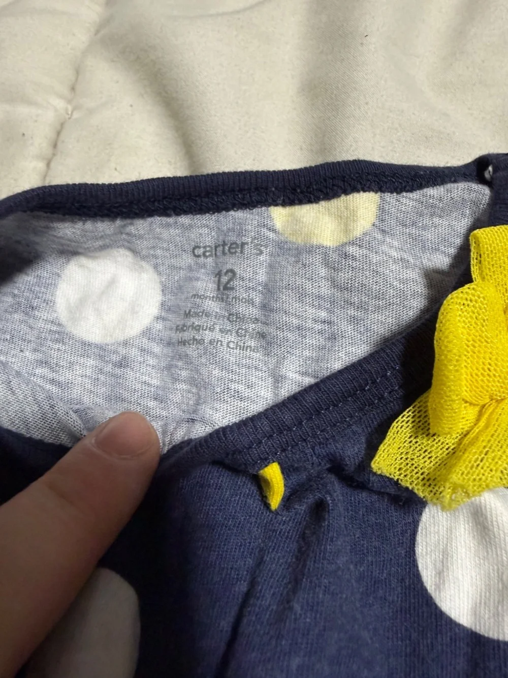 Carter's Girls 12 Months 3-Piece Pants Set Navy Polka Dot Long Sleeve Top